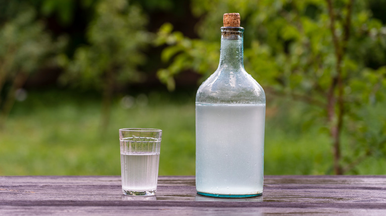 Bottle of homemade spirits