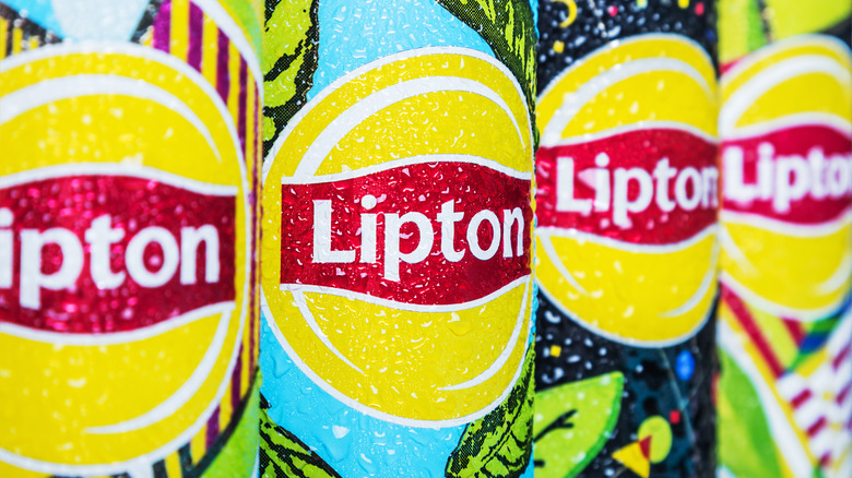 Cans of Lipton iced tea