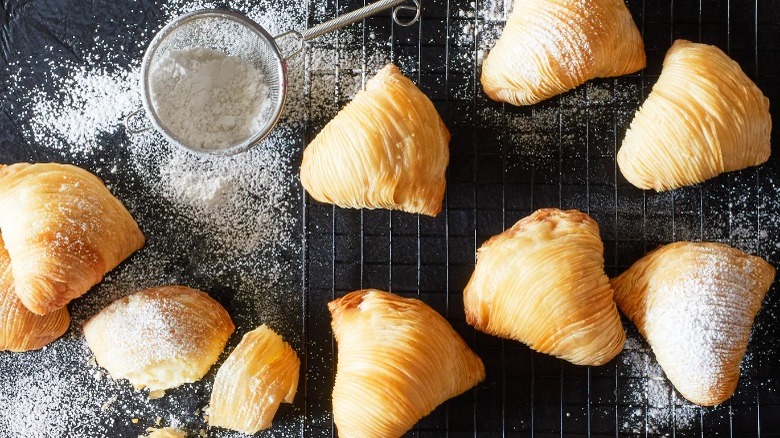 Sfogliatelle on cooling rack