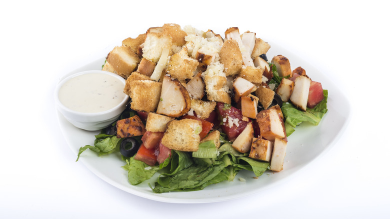 Pizza Hut Caesar salad on white background