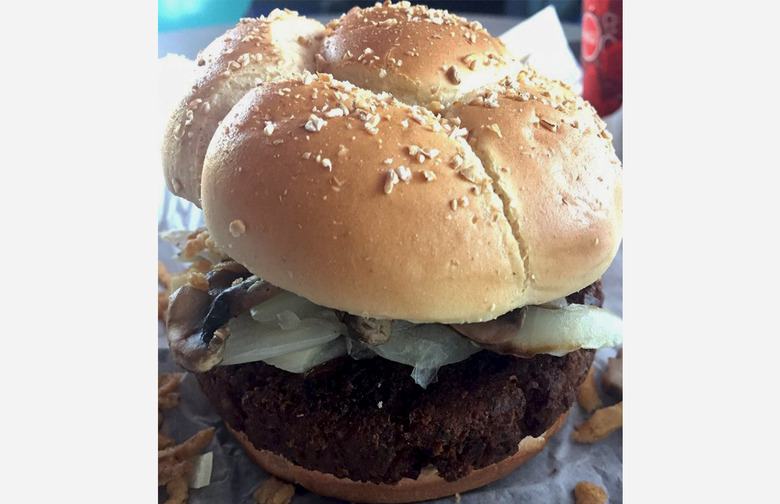 Falafel Burger With Greek Yogurt: Cosmic Ray's Starlight Café at Magic Kingdom