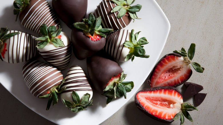 strawberries coated in tempered chocolate