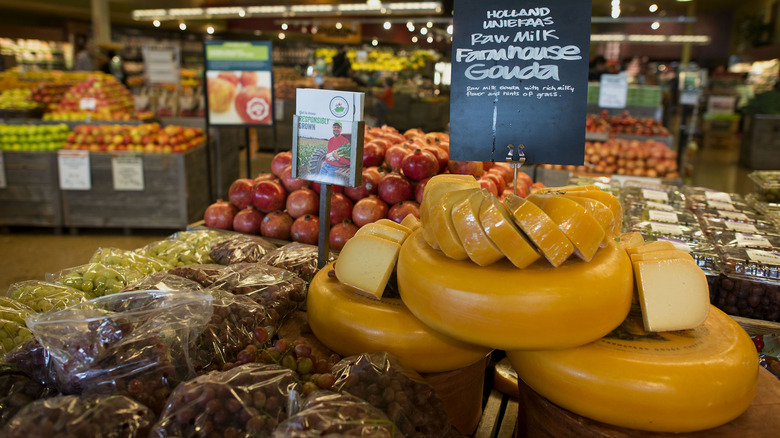 Whole Foods cheese and fruit display