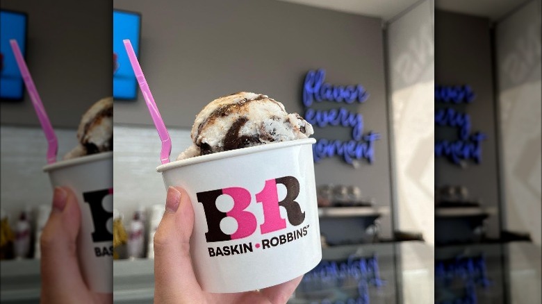 ice cream in modern baskin-robbins cup