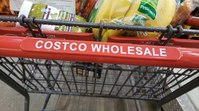 Costco shopping cart with food