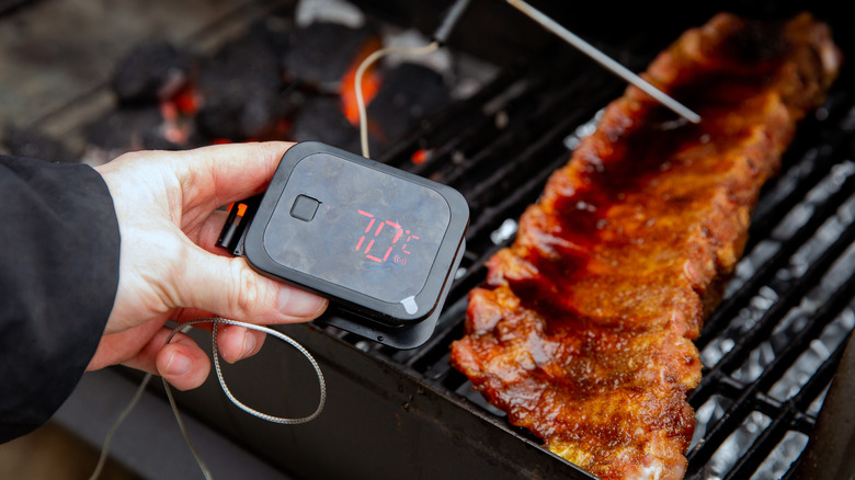 meat thermometer and grill