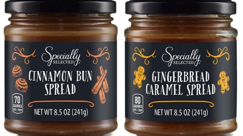 Cinnamon Bun Spread and Gingerbread Caramel Spread on white background