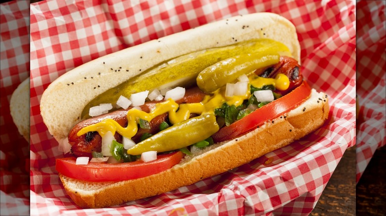 sport pepper on hot dog