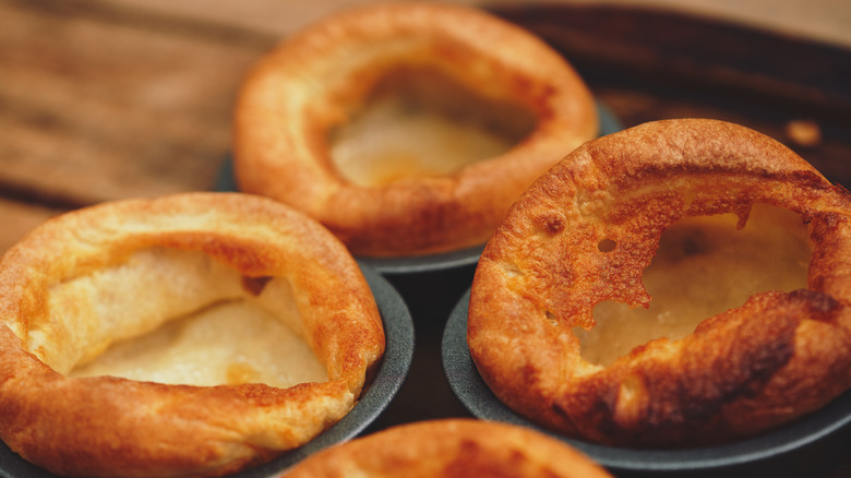 tray of freshly baked Yorkshire pudding