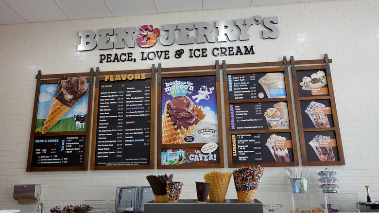 menu at ben and jerry's