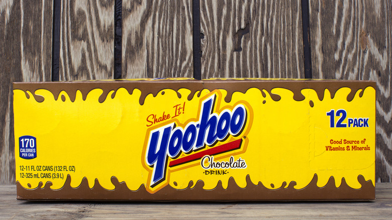 A box of Yoo-hoo chocolate drinks