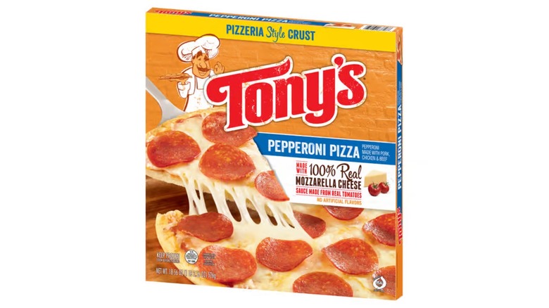 Box of Tony's frozen pizza