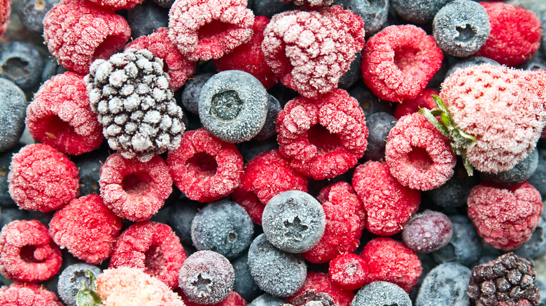 frozen strawberries, blueberries, raspberries, blackberries