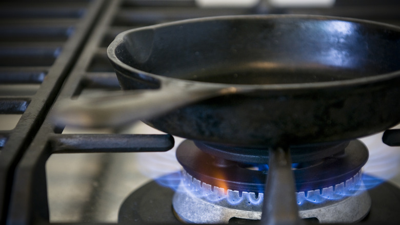 cast iron skillet on stove