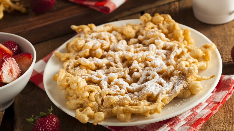 whole funnel cake on plate