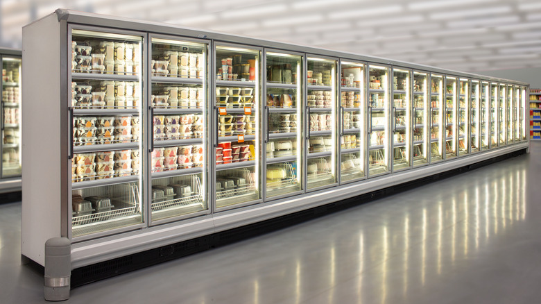 Grocery store ice cream freezer