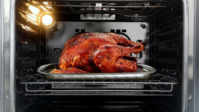 turkey roasting in oven