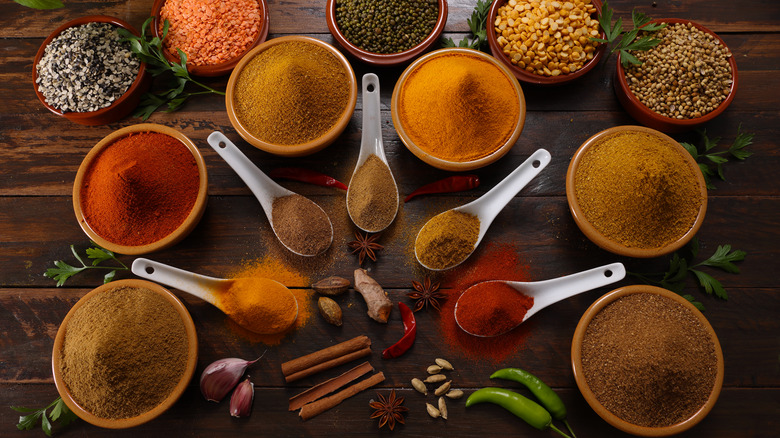 assortment of spices on table