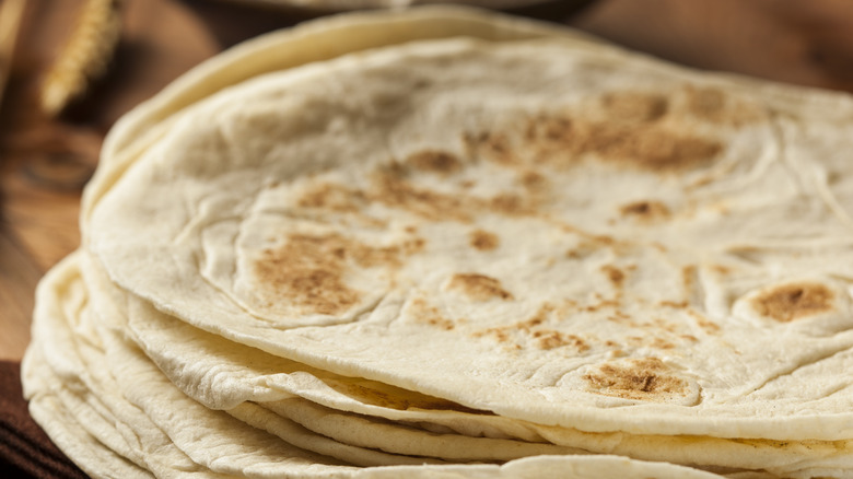 Stack of flour tortillas