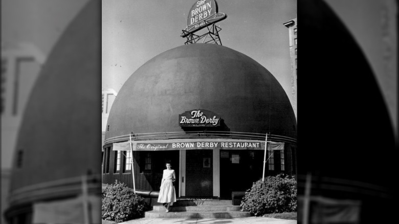 Black and white photo of the original Hollywood Brown Derby