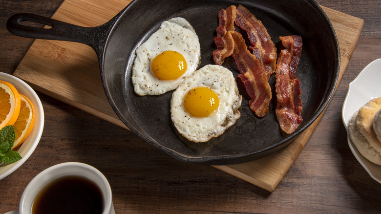 Eggs, bacon, and coffee