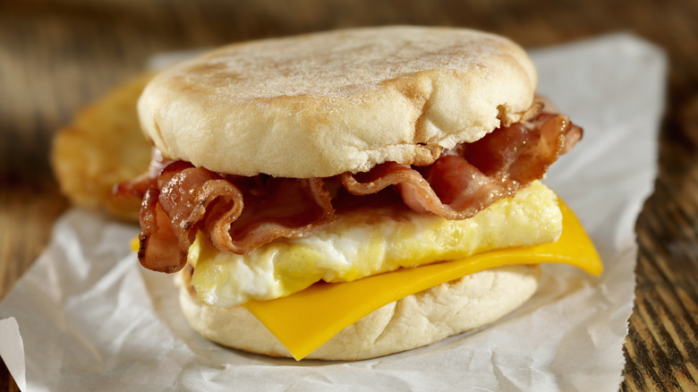 Wax paper breakfast sandwich