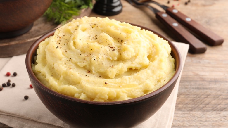 Bowl of thick mashed potatoes