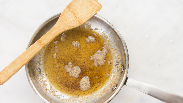 Brown butter in a skillet