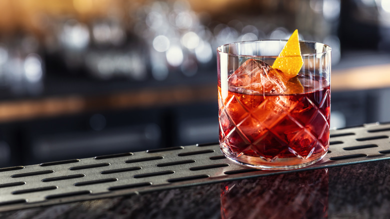 Negroni Sour cocktail on counter