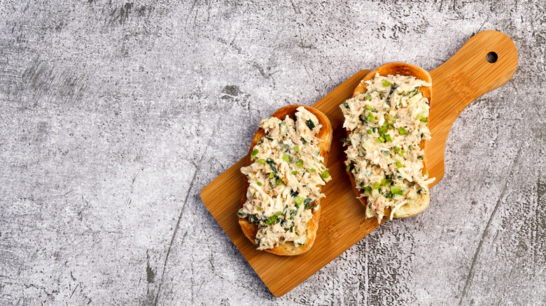 Tuna salad open faced sandwiches