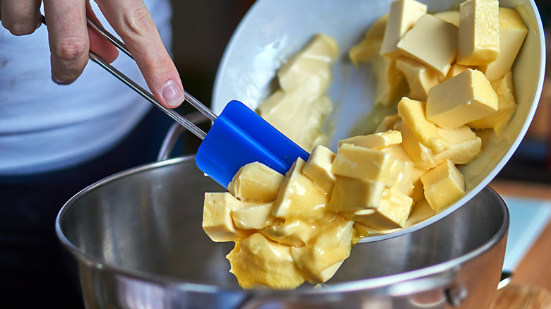 Butter in mixing bowl