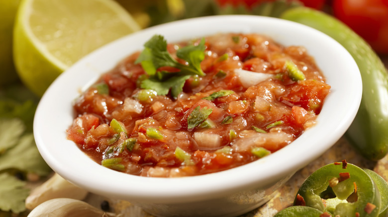 A bowl of salsa