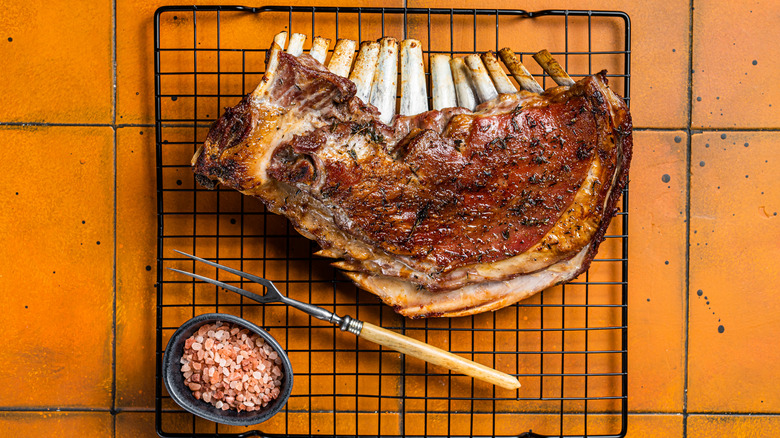 Lamb ribs on cooling rack