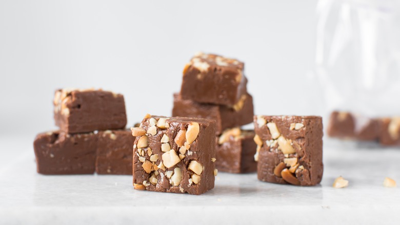 Chocolate fudge with nuts in it