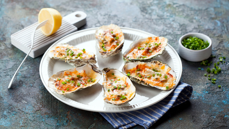 oysters Bienville on plate