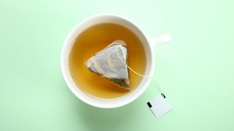 tea bag steeping in cup
