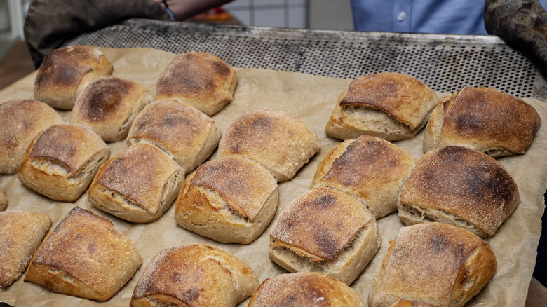 sourdough rolls fresh out of the oven