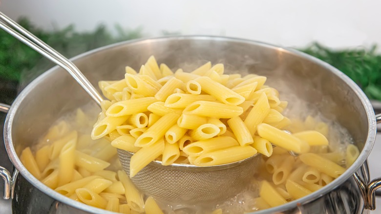 pasta in a strainer