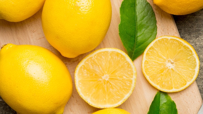 Lemons on a cutting board