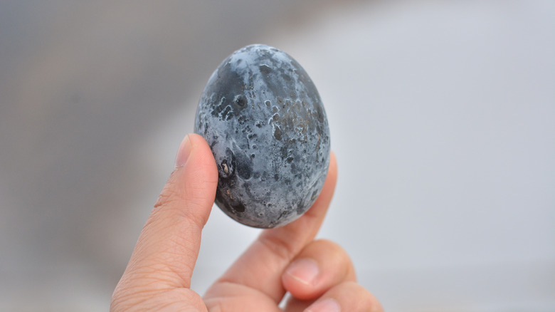 Person holding Owakudani black egg