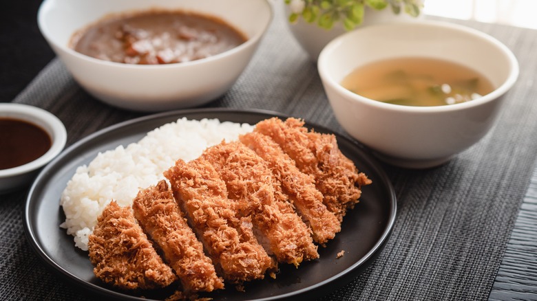 Pork tonkatsu on plate