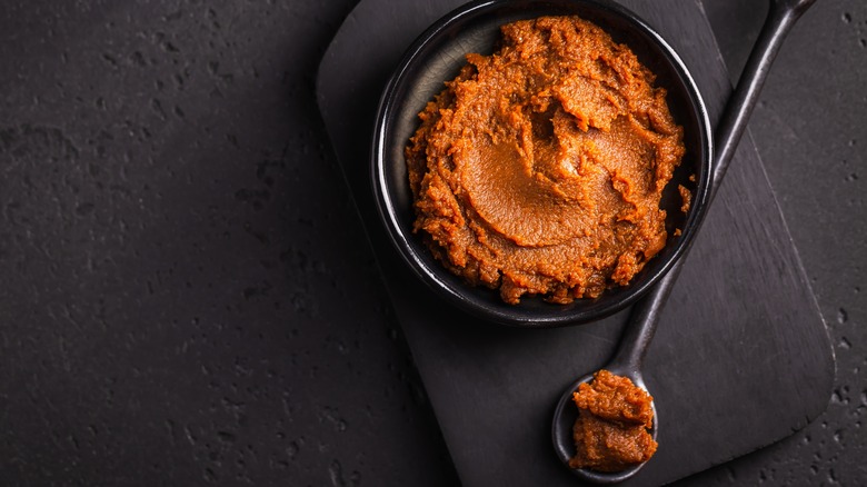 Bowl of red miso paste