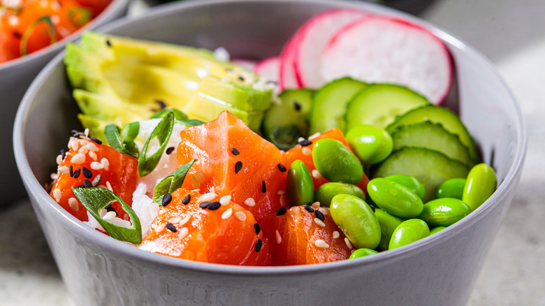 Poke bowl with edamame