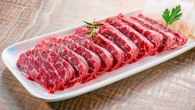 Platter of fresh Wagyu cuts