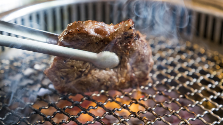 Meat cooked on Japanese-style grill