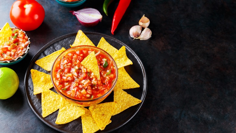 Chips and bowl of salsa