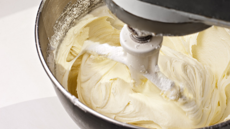 Mixing bowl of frosting