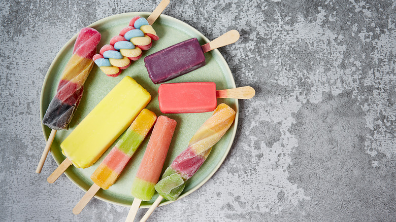 assorted popsicles on plate