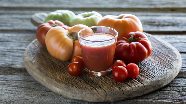 heirloom tomatoes and tomato juice