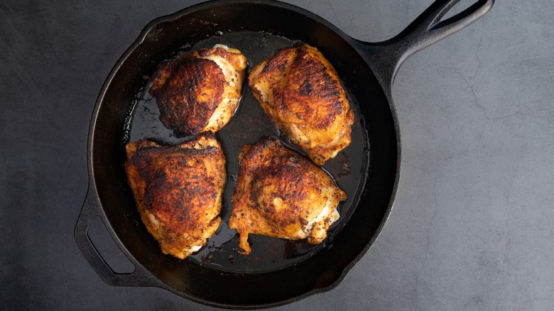 Chicken in cast iron skillet